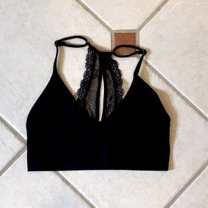 Midnight black lace back bralette